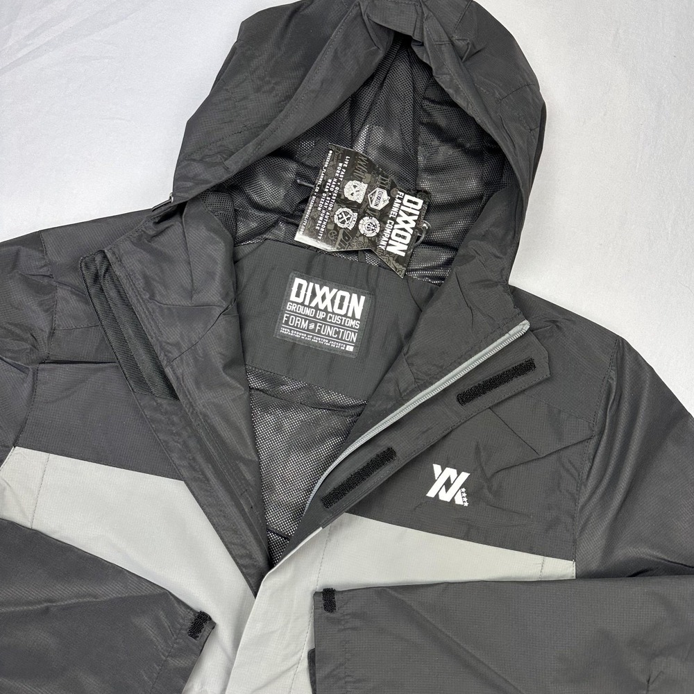 Dixxon Tech Jacket Men Large Gray Hood Windbreaker Water Resistant New Gift
